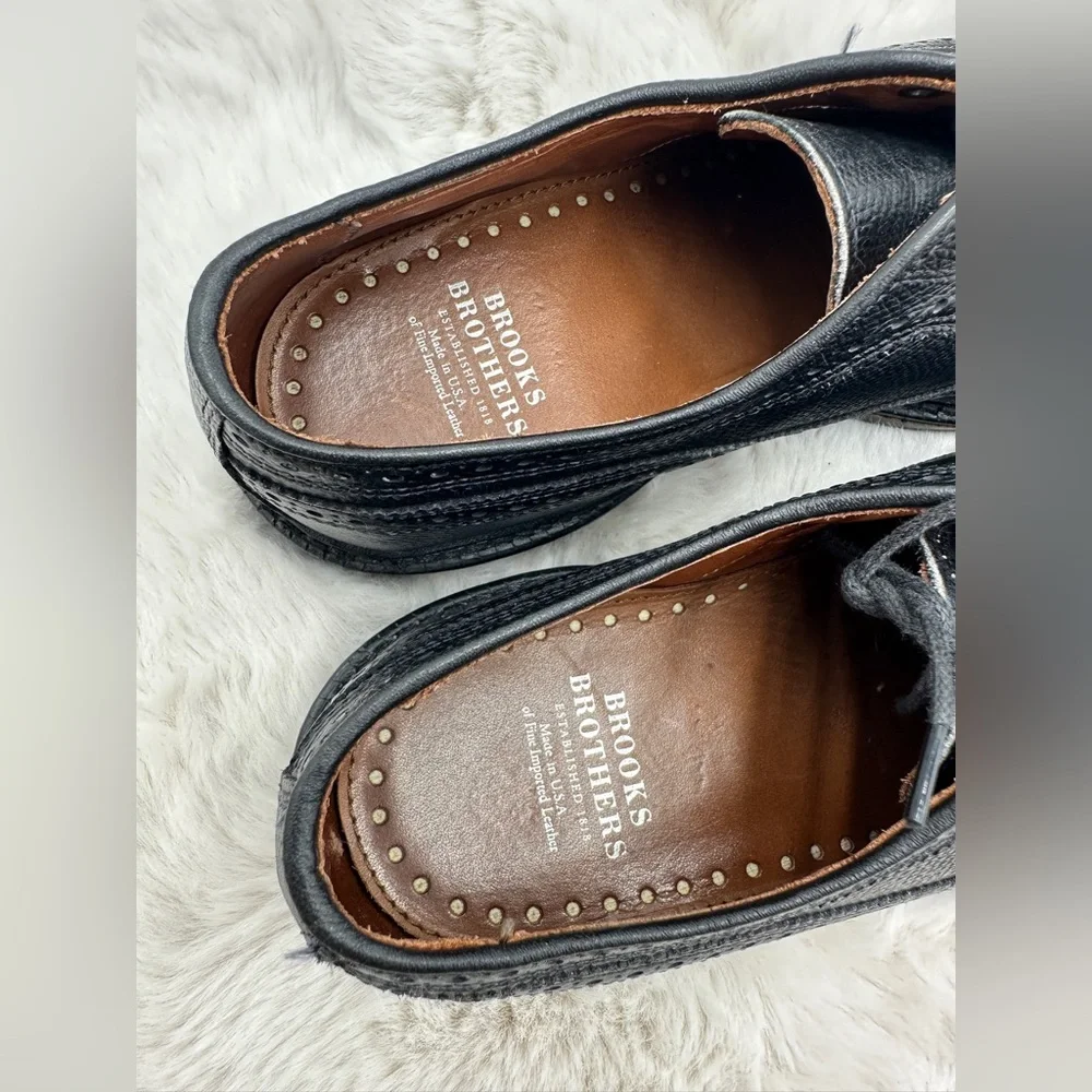 Brooks Brothers Black Oxford Brogues Dress Shoes‎ 9.5 Classic Leather